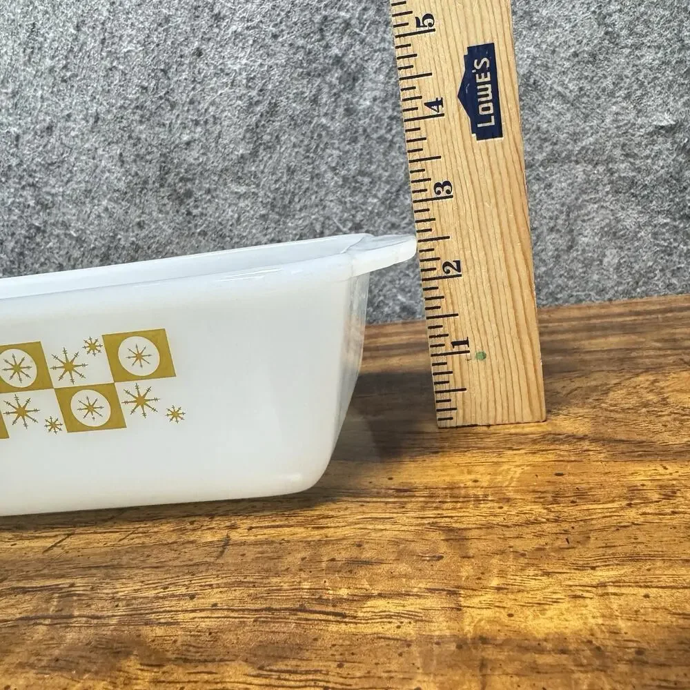 Fire King Star Glow Atomic Snowflake Loaf Pan 1.5 qt. Vintage Baking Dish
